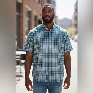 California Shirt Co Plaid Button Down | Large Tall | NWT | Short Sleeve Cotton
